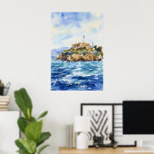 Alcatraz-eiland Aquarel Poster Aquarel (Thuiskantoor)