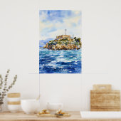 Alcatraz-eiland Aquarel Poster Aquarel (Keuken)