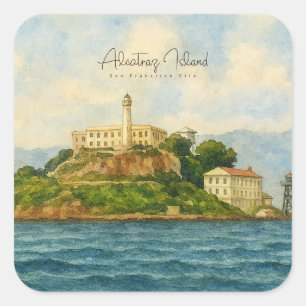 Alcatraz eiland – Reisbestemming San Francisco Vierkante Sticker
