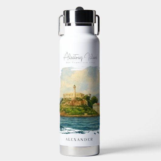 Alcatraz eiland – Reisbestemming San Francisco Waterfles (Voorkant)