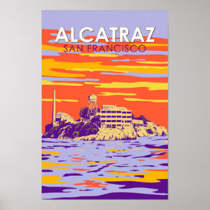 Alcatraz eiland San Francisco Reis Kunst Vintage Poster