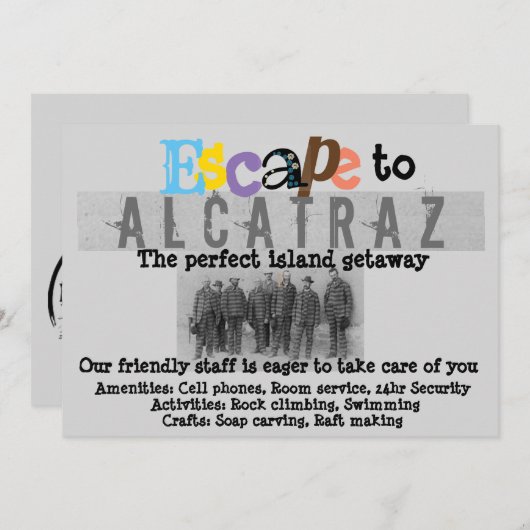 Alcatraz Invitation Kaart (Voorkant / Achterkant)