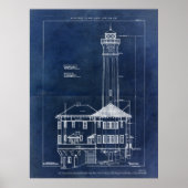 Alcatraz Island Lighthouse Blueprint  Poster (Voorkant)