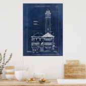 Alcatraz Island Lighthouse Blueprint  Poster (Keuken)