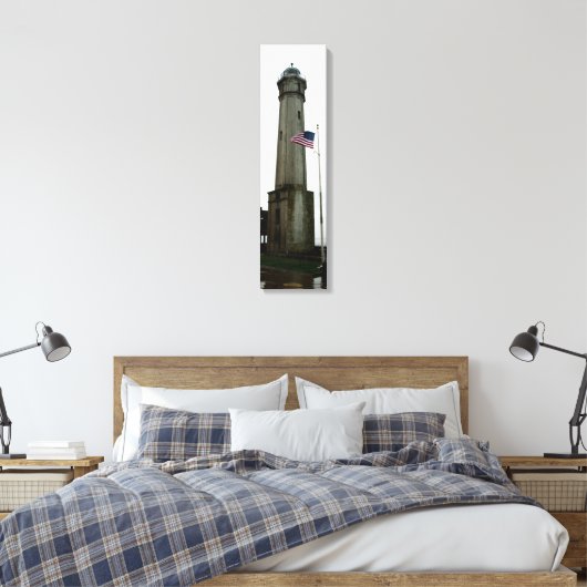 Alcatraz Island Lighthouse & Flag Vertical Canvas (Insitu (Slaapkamer))