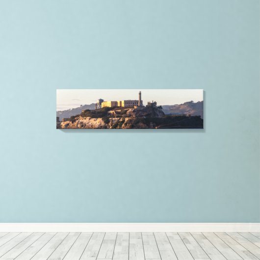 Alcatraz Island op het Sunset Panoramic Canvas (Insitu (Houten vloer))