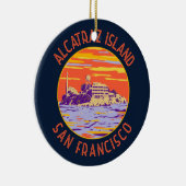 Alcatraz Island San Francisco Distress Circle Keramisch Ornament (Rechts)