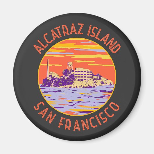 Alcatraz Island San Francisco Distress Circle Magneet (Voorkant)