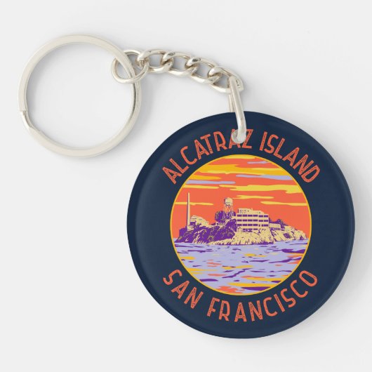 Alcatraz Island San Francisco Distress Circle Sleutelhanger (Voorkant)