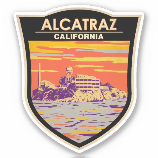 Alcatraz Island San Francisco Travel Art  Sticker (Voorkant)
