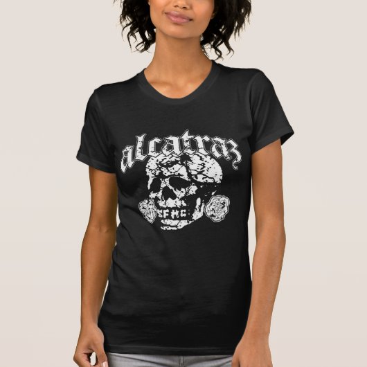 Alcatraz Skull Design Logo zwart T-shirt (Voorkant)