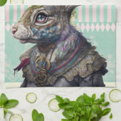 Alce in wonderland waterverf witte konijn theedoek (Gevouwen)