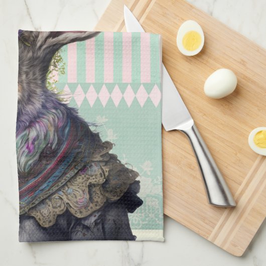 Alce in wonderland waterverf witte konijn theedoek (Quarter Fold)