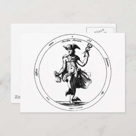 Alchemical Mercury en Caduceus Briefkaart (Voorkant / Achterkant)