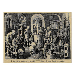 Alchemie gereedschap voor distillatie poster
