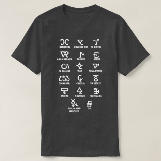 Alchemie Symbolen veranderen metaal in goud T-shirt (Design voorkant)