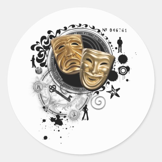 Alchemie van dramaskers ronde sticker (Voorkant)