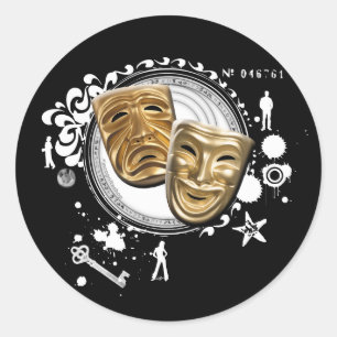 Alchemie van dramaskers ronde sticker