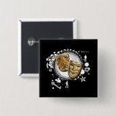 Alchemie van dramaskers vierkante button 5,1 cm (Voorkant /achterkant)
