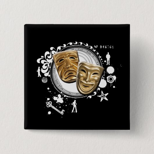 Alchemie van dramaskers vierkante button 5,1 cm (Voorkant)
