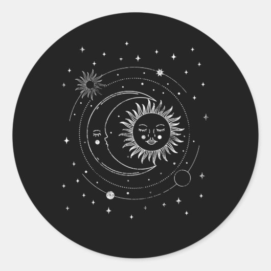 Alchemie Zon Maan Astrologie Ronde Sticker (Voorkant)