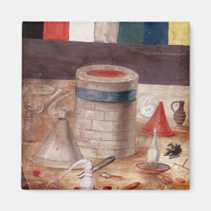 Alchemieapparatuur, naar verluidt geschreven magneet