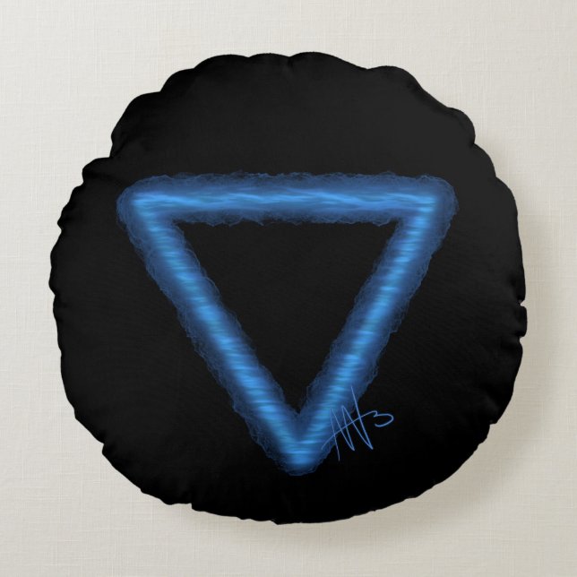 Alchemiesymbool golvend waterelement rond kussen (Voorkant)