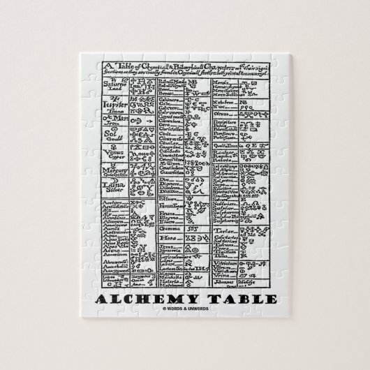 Alchemietabel (Medieval Chemistry Symbolen) Legpuzzel (Verticaal)