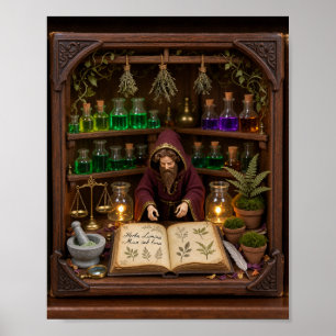 Alchemist Botanische Apotheek Miniatuur Boek Hoek Poster