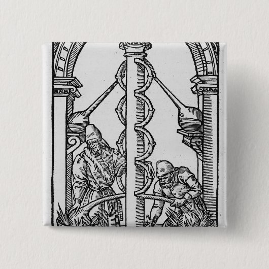 Alchemist op het werk vierkante button 5,1 cm (Voorkant)