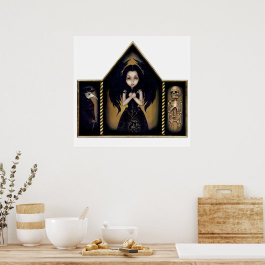 Alchemy Angel Art Print gothic skeleton Triptych (Keuken)