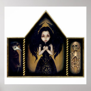 Alchemy Angel Art Print gothic skeleton Triptych