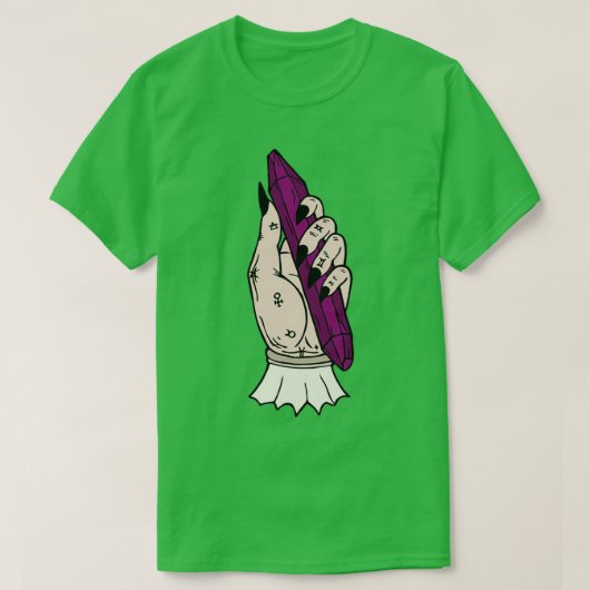 Alchemy Hand met Crystal Dark Arts Pagan T-shirt (Design voorkant)