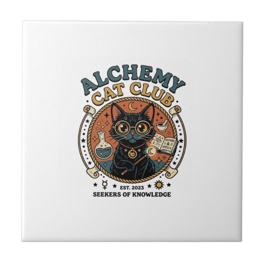 Alchemy Kat Kattenliefhebber Cadeau - Alchemy Cat Tegeltje (Voorkant)