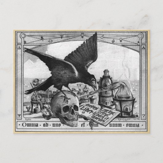 Alchemy Laboratory Raven and Human Skull Briefkaart (Voorkant)