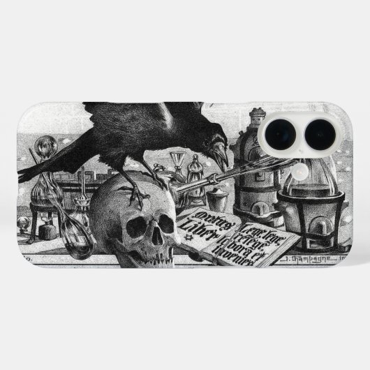 Alchemy Laboratory Raven and Human Skull Case-Mate iPhone Case (Achterkant (horizontaal))