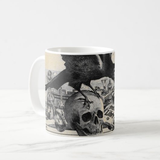 Alchemy Laboratory Raven and Human Skull Koffiemok (Voorkant links)