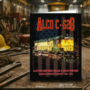 Alco C-628 Diesellocomotief en Amerikaanse vlag Bedankkaart