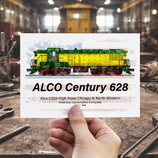 Alco C-628 Diesellocomotief en Amerikaanse vlag Briefkaart