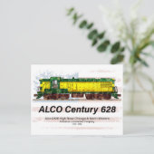 Alco C-628 Diesellocomotief en Amerikaanse vlag Briefkaart (Staand voorkant)
