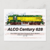 Alco C-628 Diesellocomotief en Amerikaanse vlag Briefkaart (Voorkant)