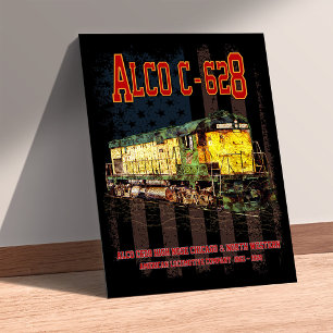 Alco C-628 Diesellocomotief en Amerikaanse vlag Foto Afdruk