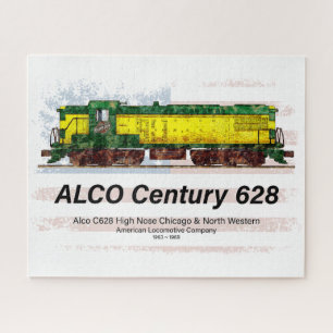 Alco C-628 Diesellocomotief en Amerikaanse vlag Legpuzzel
