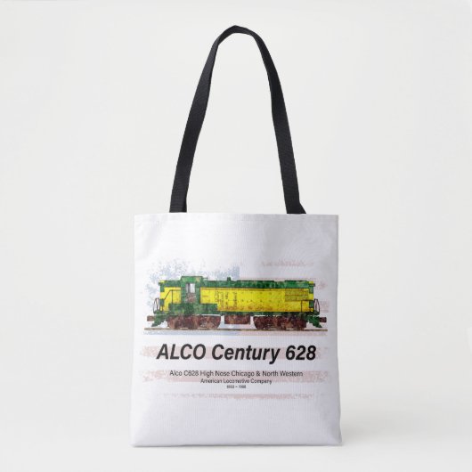 Alco C-628 Diesellocomotief en Amerikaanse vlag Tote Bag (Voorkant)