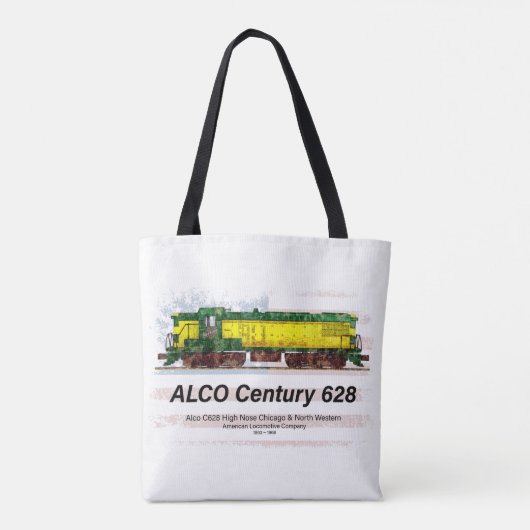 Alco C-628 Diesellocomotief en Amerikaanse vlag Tote Bag (Achterkant)