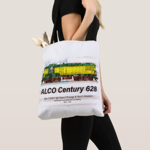 Alco C-628 Diesellocomotief en Amerikaanse vlag Tote Bag