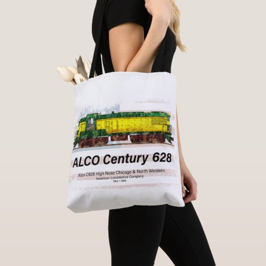Alco C-628 Diesellocomotief en Amerikaanse vlag Tote Bag (Dichtbij)