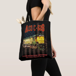 Alco C-628 Diesellocomotief en Amerikaanse vlag Tote Bag