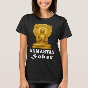 Alcohol Abstinentie Boeddha Nuchtere Namastay Hoop T-shirt