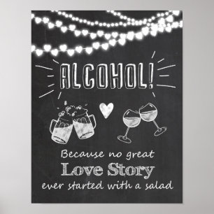 Alcohol bruiloft-bord groot liefdesverhaal poster